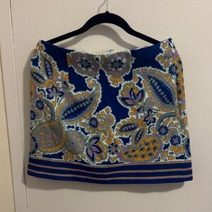 Zara Blue and Orange Patterned Mini Skirt